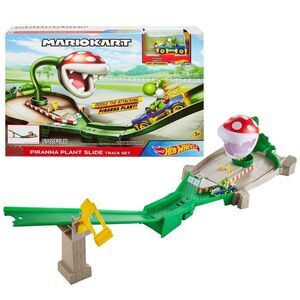 Hot Wheels Mario Kart Piranha Plant Slide Track Set & Yoshi Diecast NEW Box